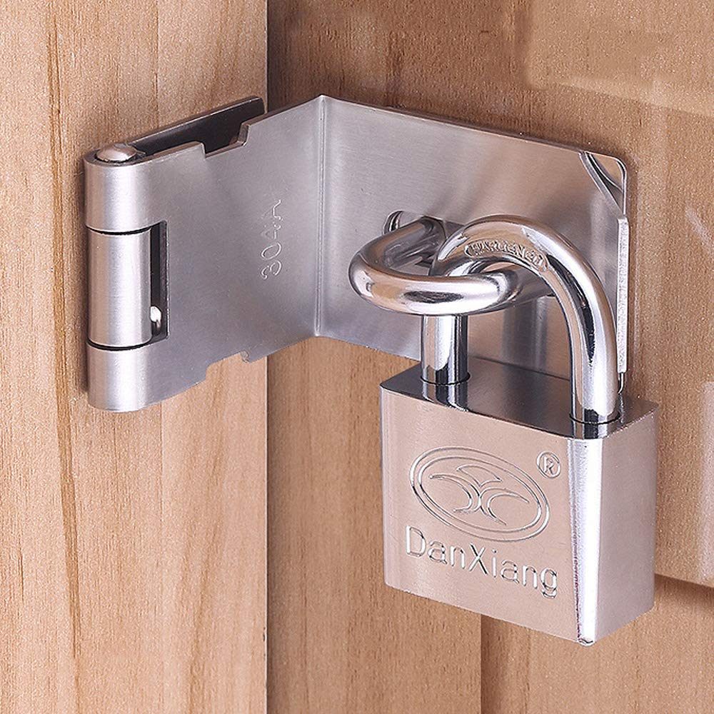 FUJIE Angolo retto Lucchetto Hasp in Acciaio INOX Heavy Duty Serratura Della Porta Antifurto Serratura, Argento