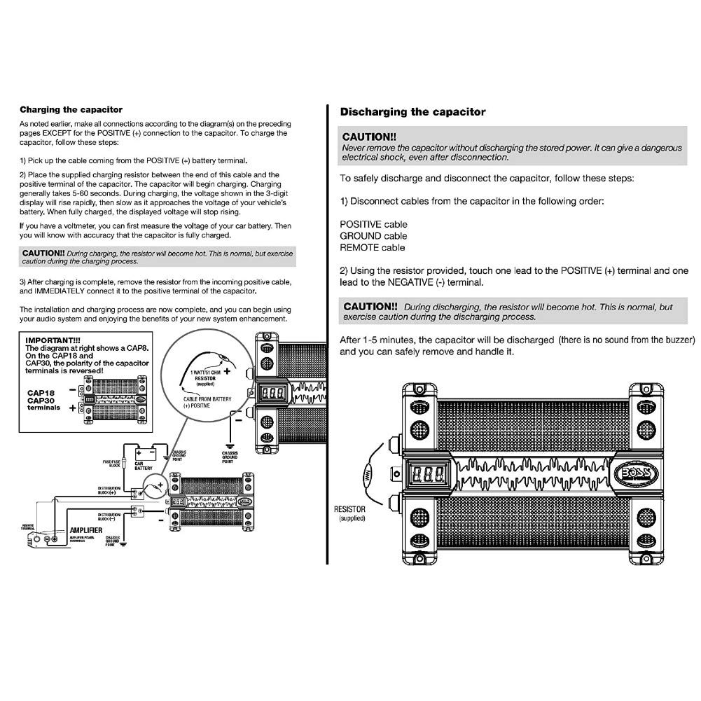 1 condensatore compatibile con BOSS AUDIO SYSTEMS CAP18 CAP 18 ibrido 18 farad impianti fino a 18000 watt rms capacitor voltometro digitale, 1 pezzo