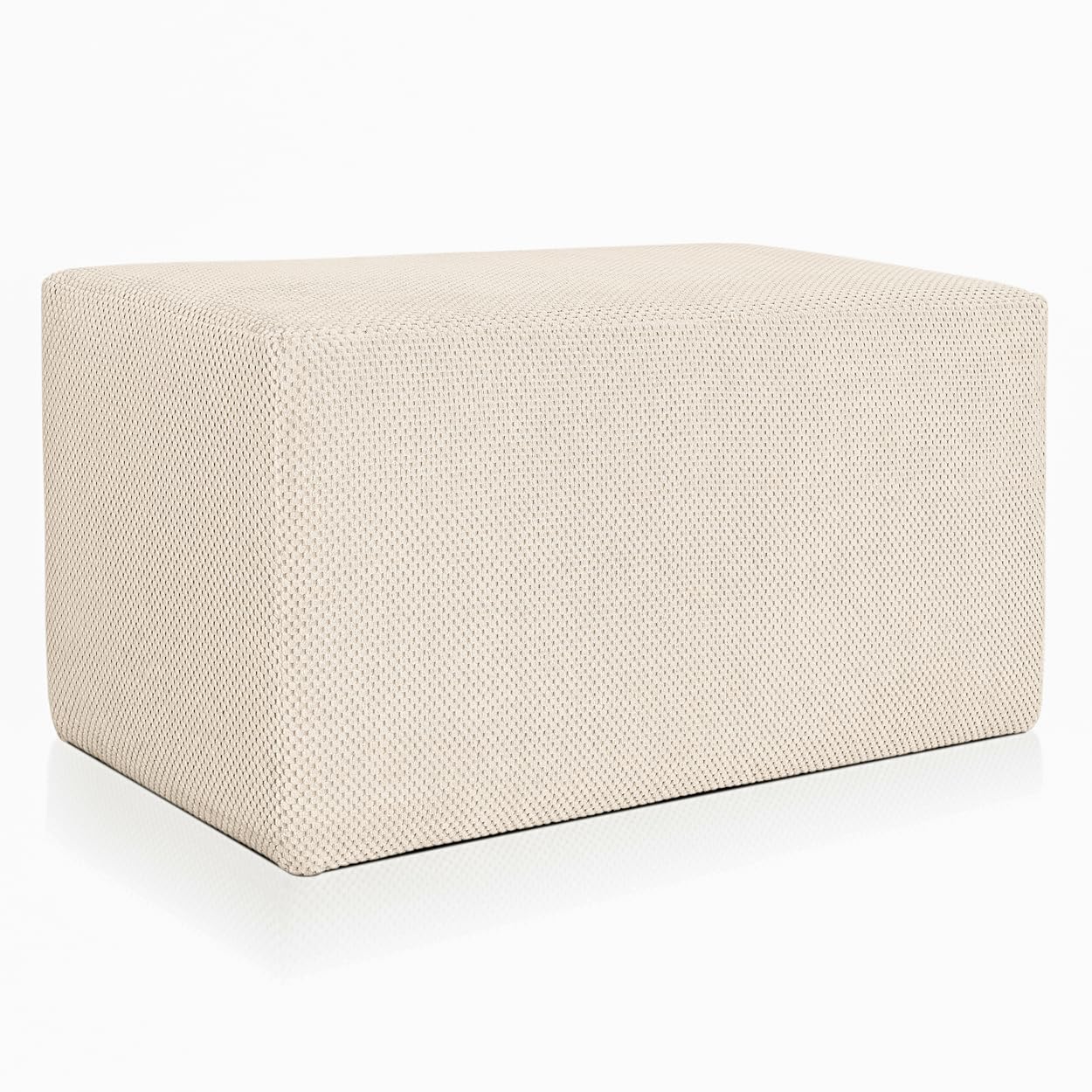 Deshome - Pouf poggiapiedi divano 83x43x44 cm stoffa idrorepellente effetto velluto: Pouf design moderno divano soggiorno camera da letto Puff poggiapiedi Pouffe salotto Demetra Beige