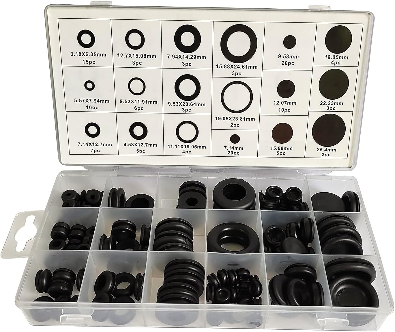 Gummidurchführung Sortiment 125-teilig - Ösenringe Für Kabel Schutz