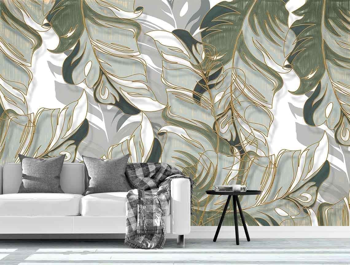Papier peint pré-encollé fleurs 3D pour habiller un mur de TV