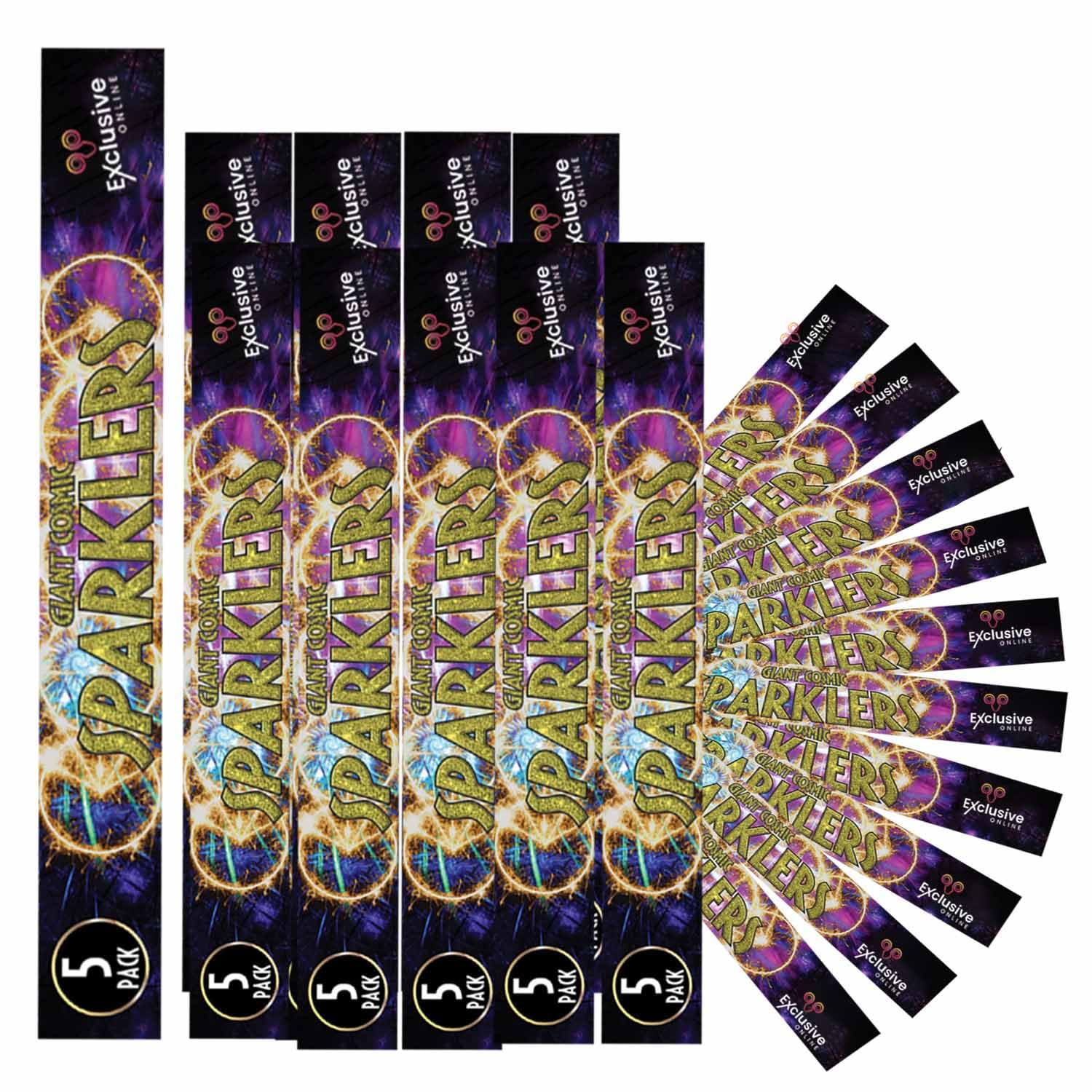 EXCLUSIVE ONLINE Giant Cosmic Sparklers 40cm (16") CAT F1 Sparklers for Parties, Events, Weddings & Festive Celebrations (20 Packs)