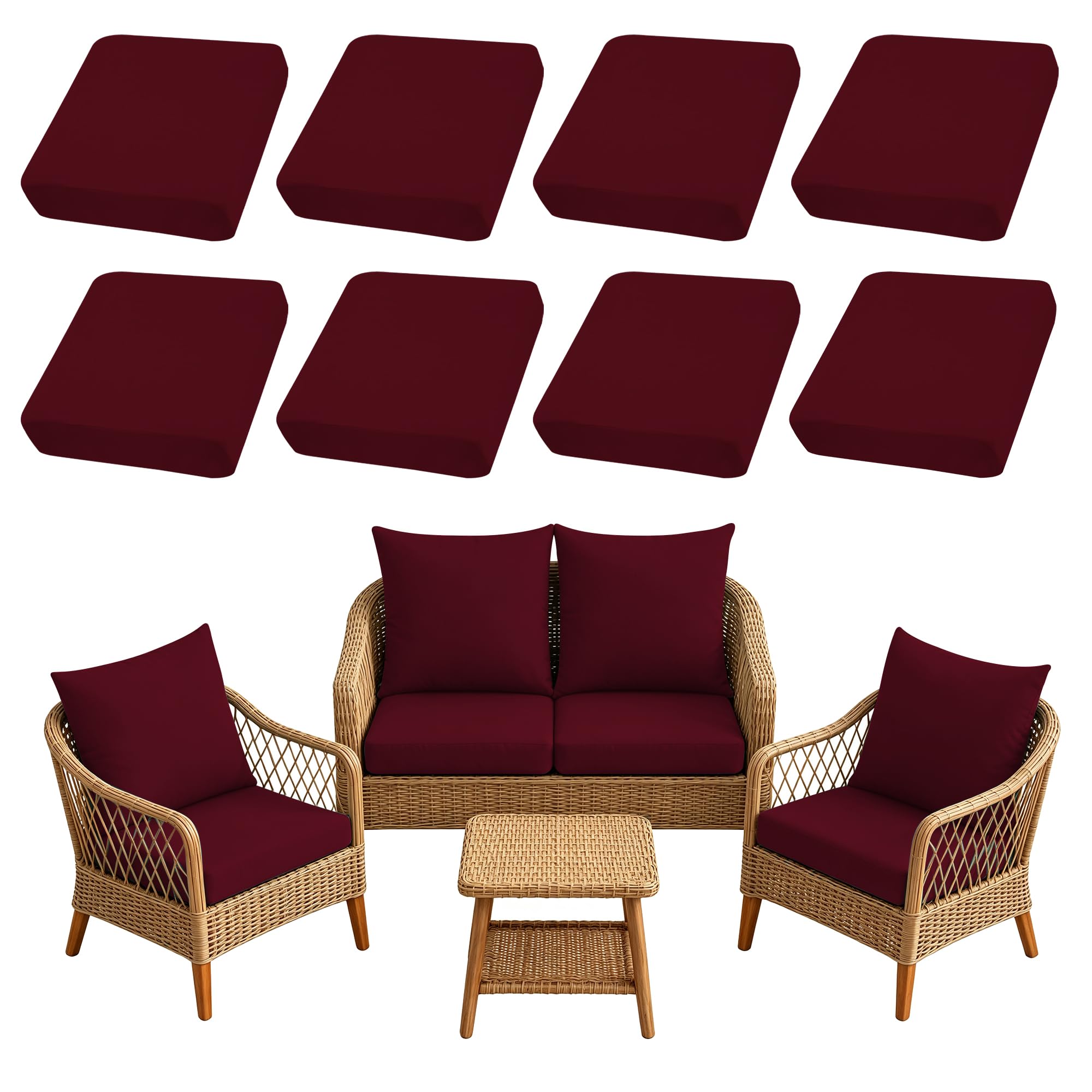 8PCS Patio Cushion Covers.Patio Furniture Couch SeatSlipcovers