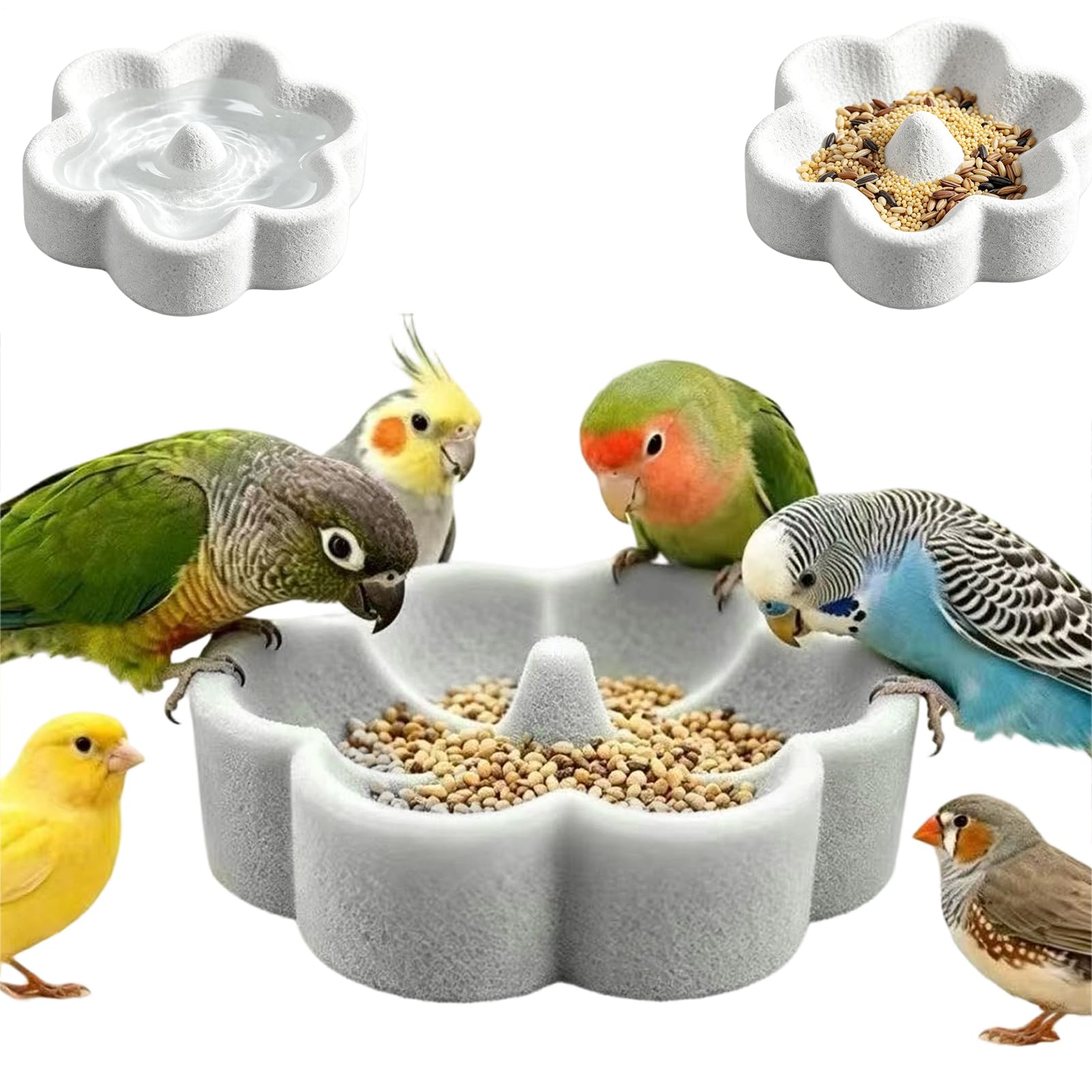 Natural Pumice Bird Feeder, Cage Feeding Dish for Small Pets Home (color A)