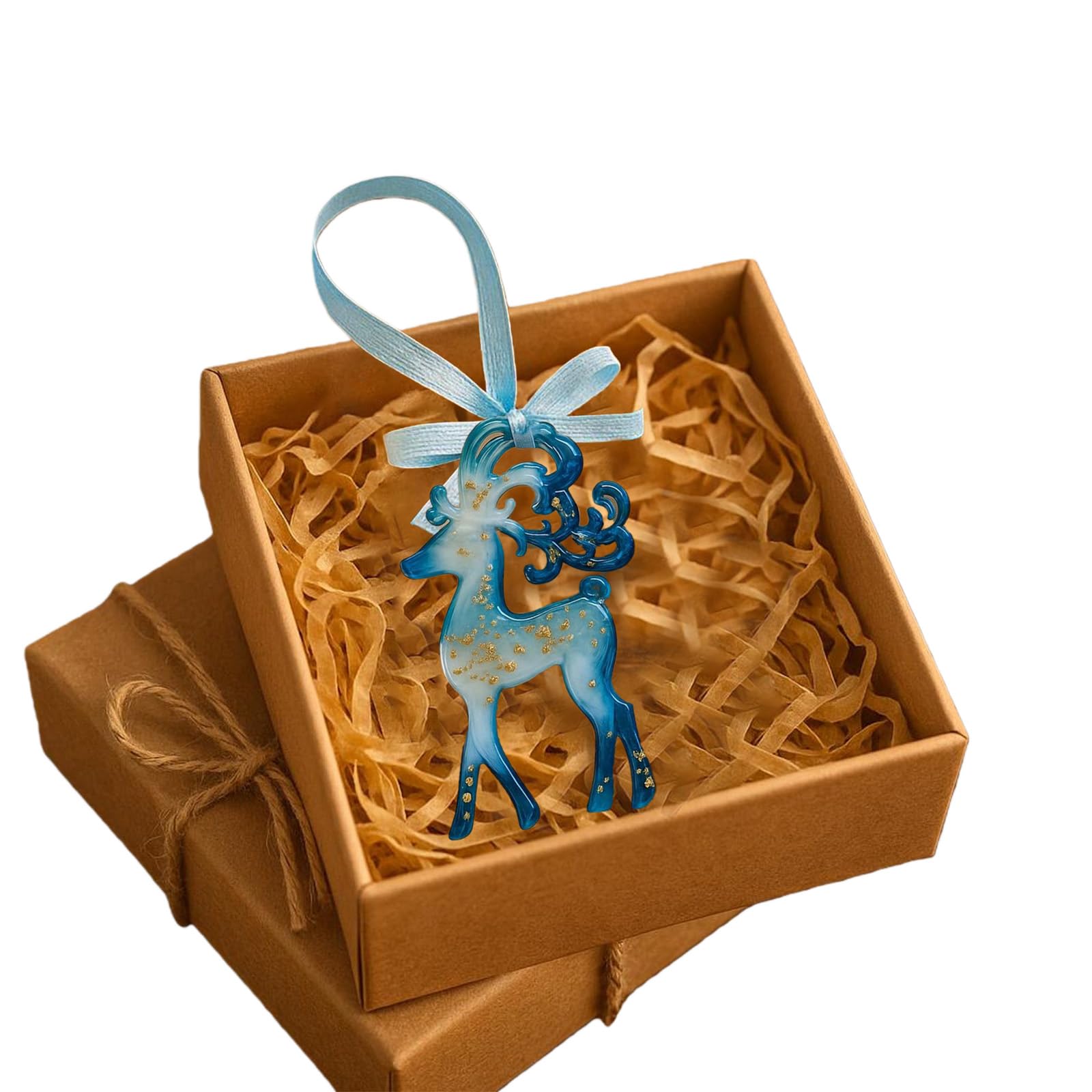 Xinsheinelry 1 Piece Resin Reindeer Snowflake for Christmas Decoration Waterproof Feature Festive Blue Hues Holiday Decoration Reindeer Snowflake Ornament Festive Atmospheres Enhancer