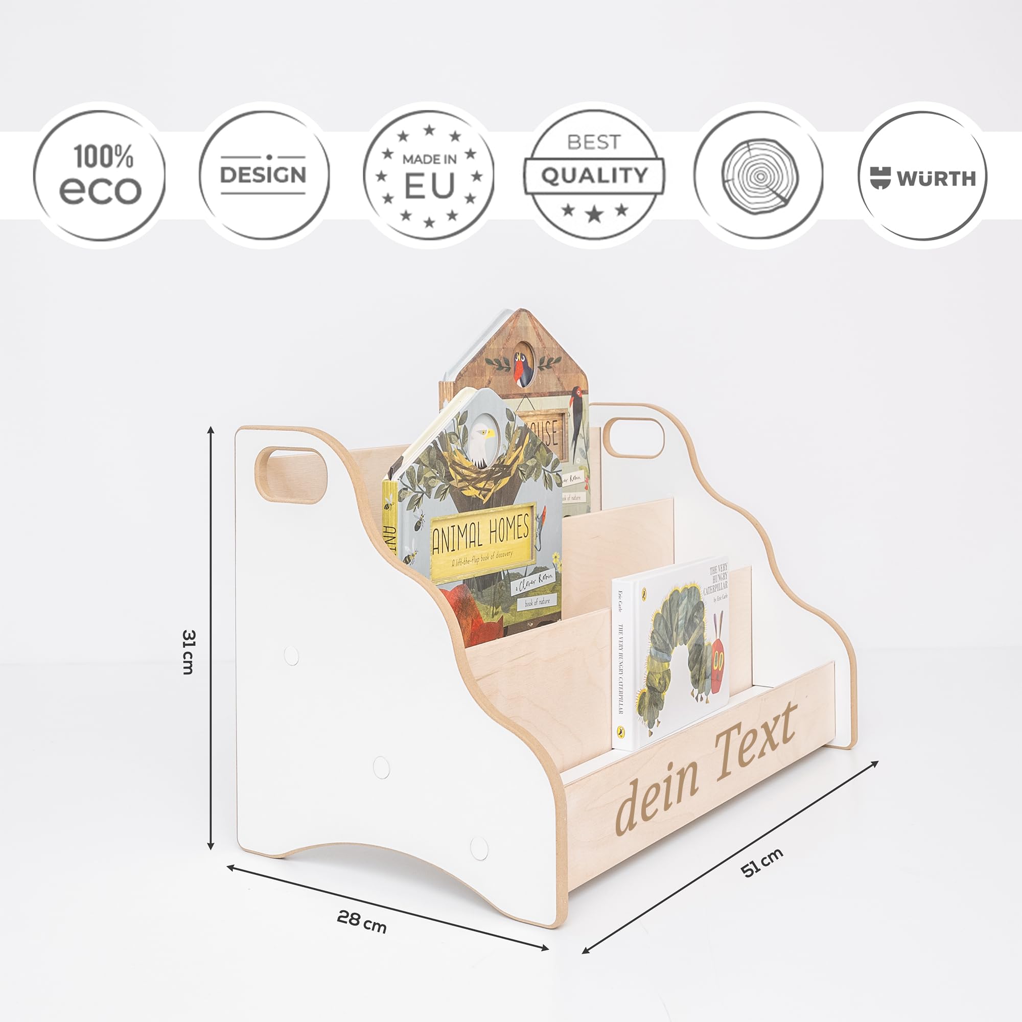 MAMOI® Estantería Infantil Personalizada con Nombre – Estantería para niños, Organizador de Libros para Muebles de habitación Infantil, Expositor de Libros de pie, Caja para Libros