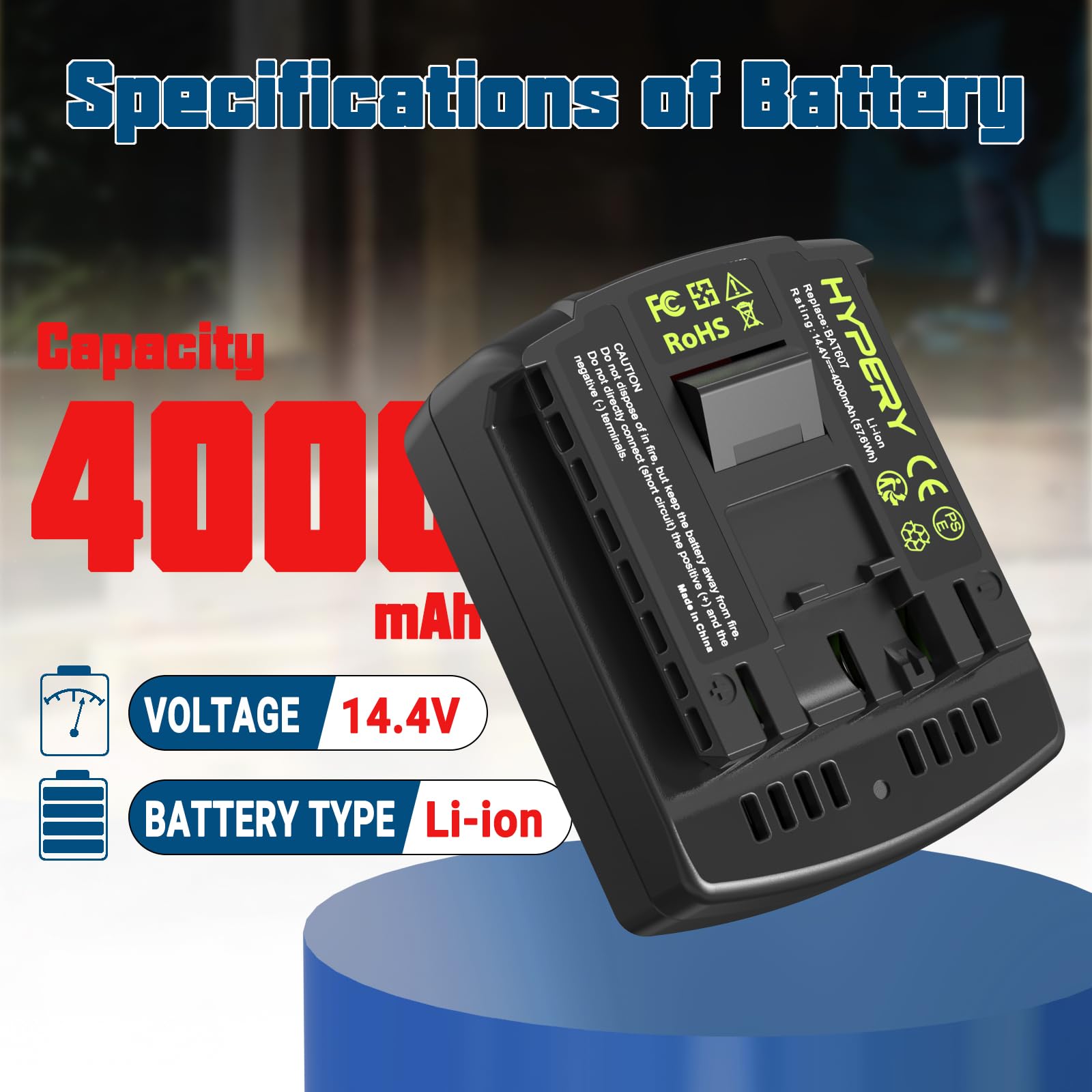 2 paquetes de 14,4 V 4000 mAh batería de ion de litio de repuesto para Bosch PB360S, BAT607, BAT614, GDR 14.4 V-LI, GDS 14.4 V-LI, GSB 14.4 VE-2-L, GSR 14.4 V-LI, 17614-01, 25614, 26614, 266 614, 2
