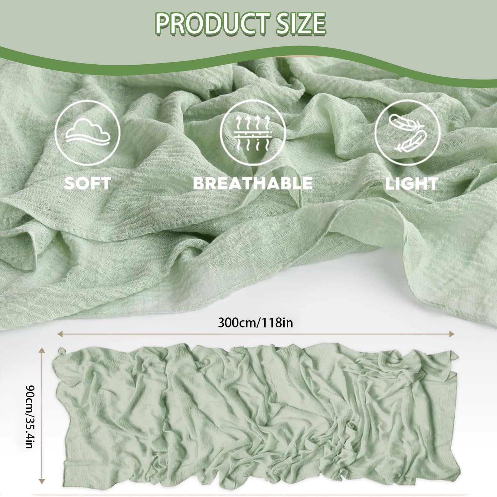 Runner Tovaglia Stile Boho In Garza - 90x300 Cm Mussola Sfumata - Per Matrimoni, Baby Shower E Decorazione Tavola - Foto 11