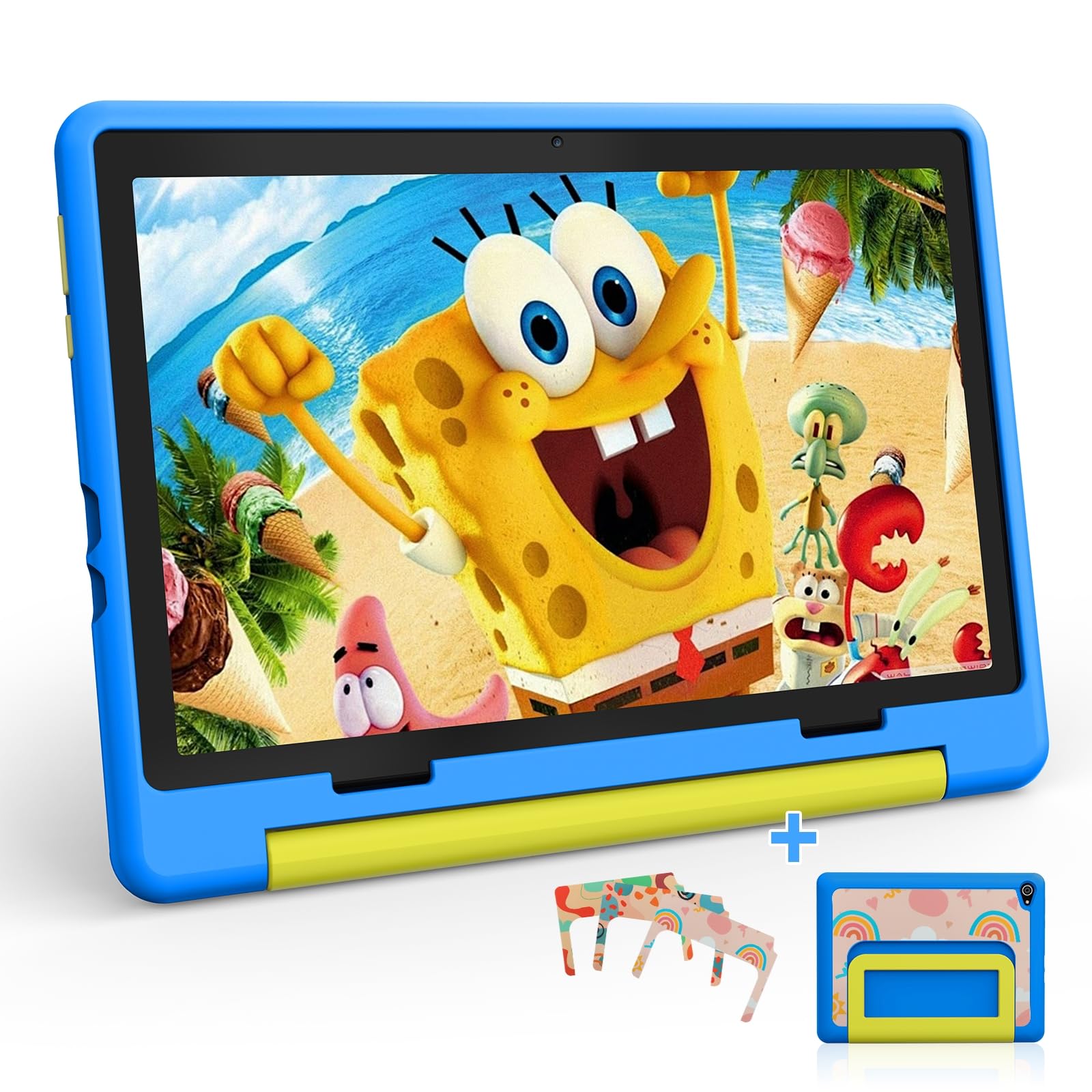 Kinder Tablet 10 Zoll,Android 15 Tablet mit 20 GB RAM+64GB ROM(TF 1TB), Kindersicherung, Wi-Fi 6G, Widevine L1, 5000mAh, Sturzsicherer Schutzhülle, Tolles Geschenk für Kinder Blau