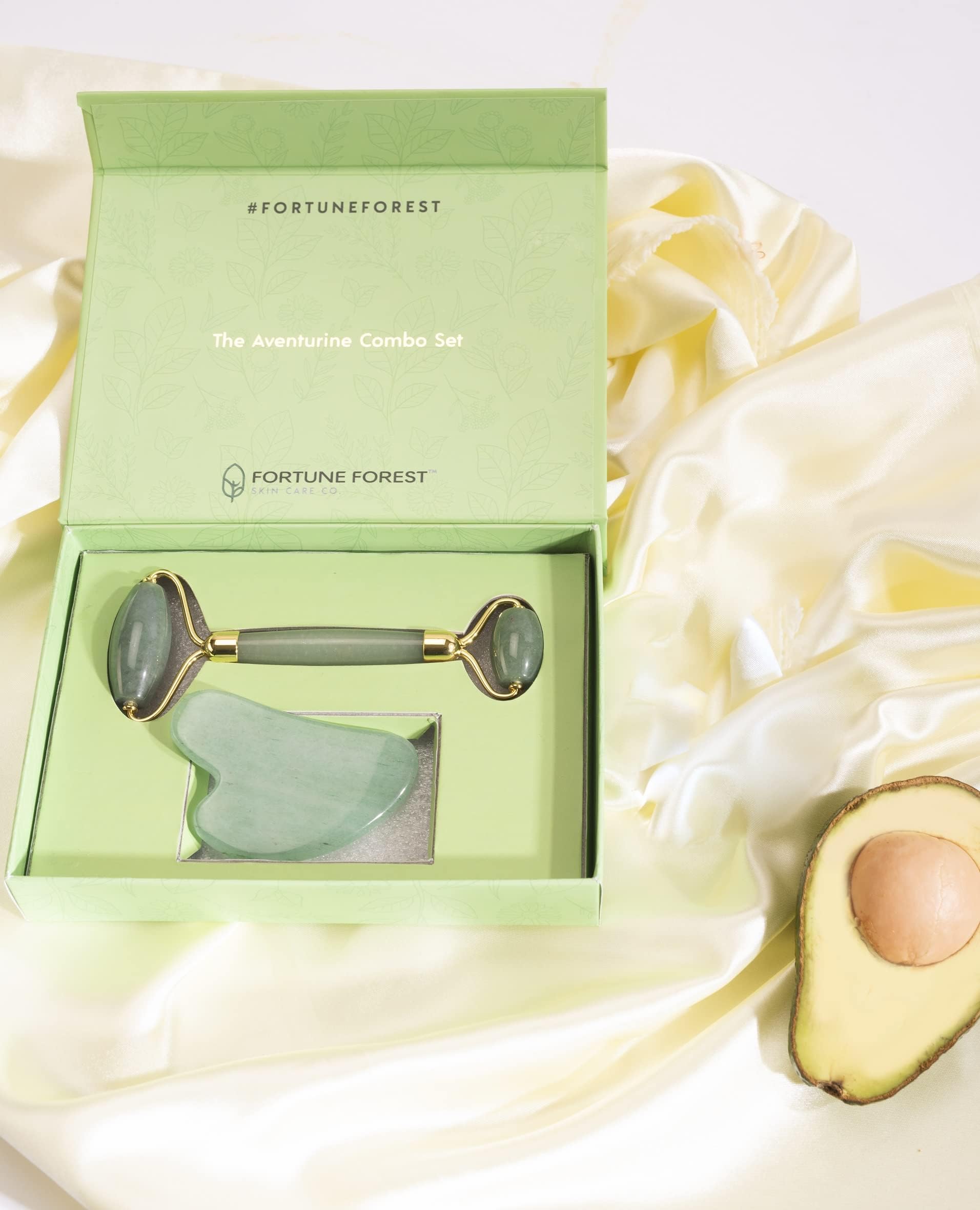 FORTUNE FOREST Facial Massager Jade Roller & Gua Sha Tool Himalayan Stone for Face Neck Healing Skin Wrinkles & Serum Application (Green, Aventurine Combo – Jade Roller and Gua Sha) (B0CYBQ9R4S) Amazon Price History, Amazon Price Tracker
