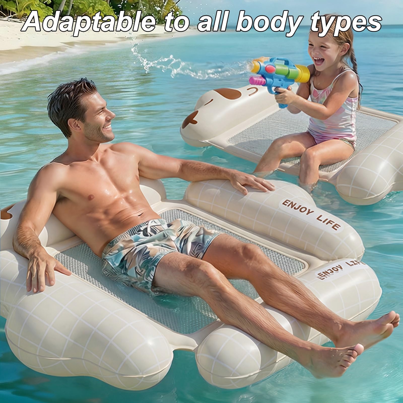 Bouee Piscine, Fauteuil Flottant pour Piscine avec 4 Chambres À Air Indépendantes et Un Système de Ventilation Central en Maille, Idéale pour Les Lacs et la Plage