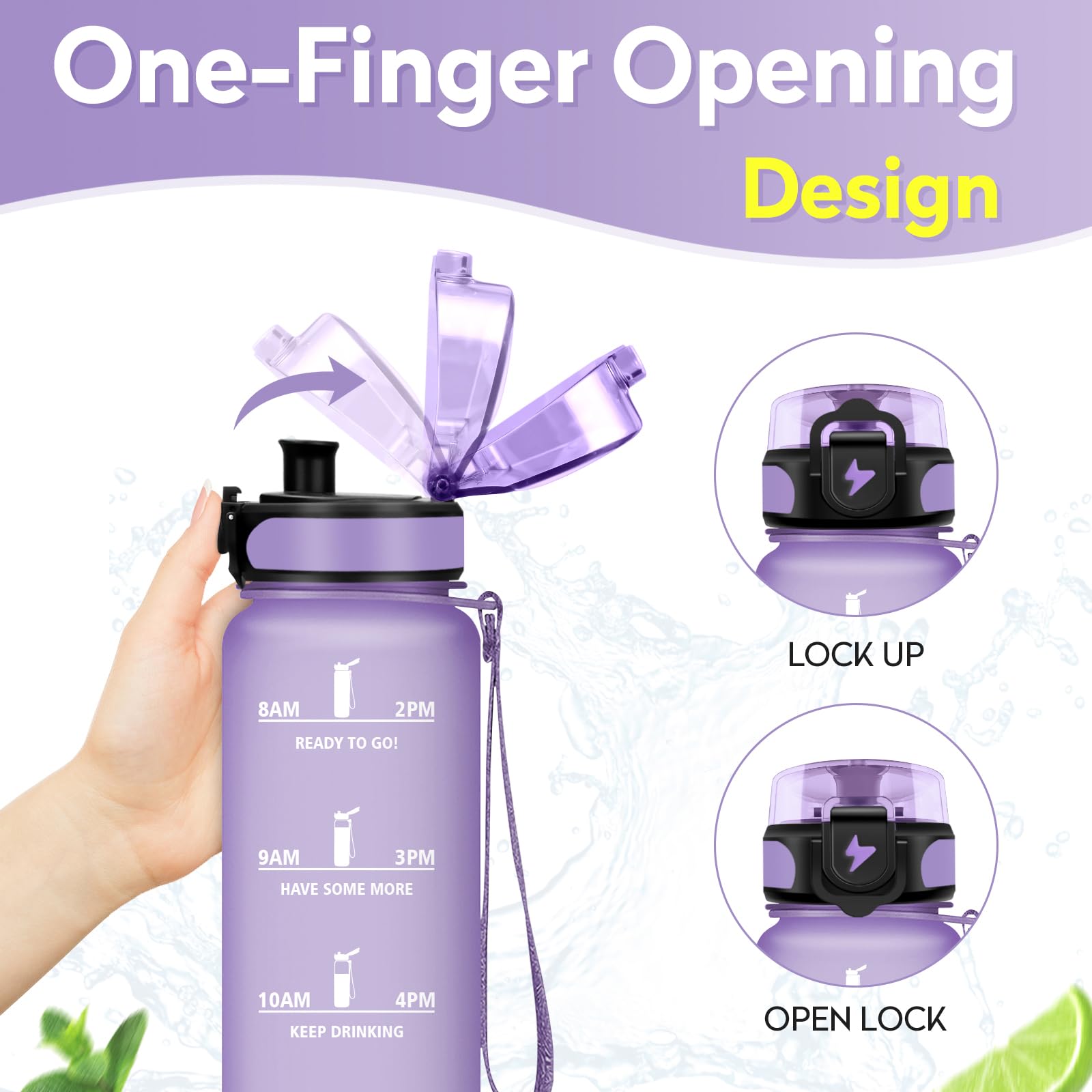 KollyKolla Borraccia 500ml/1L/1.5L,Palestra a Prova di Perdite,Motivazionale con Filtro, Bottiglia d'acqua Sportiva con Indicatore del Tempo, Borraccia per Bambino, Bambina, Sport, Scuola