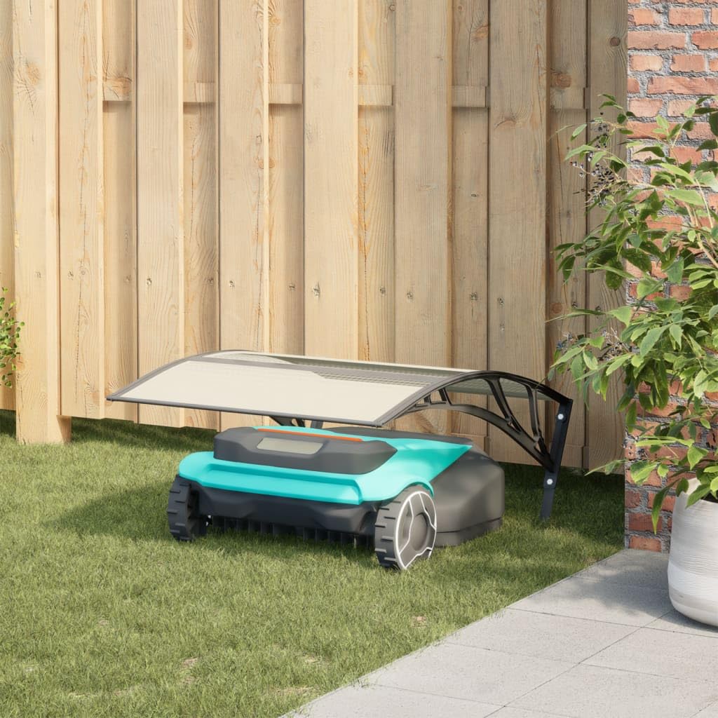 Mangloder Robot cortacésped Garaje Negro 80 x 101 x 46 cm PC Techo con soportes de metal, protección contra la intemperie para robot cortacésped, accesorio para robot cortacésped, jardín, patio