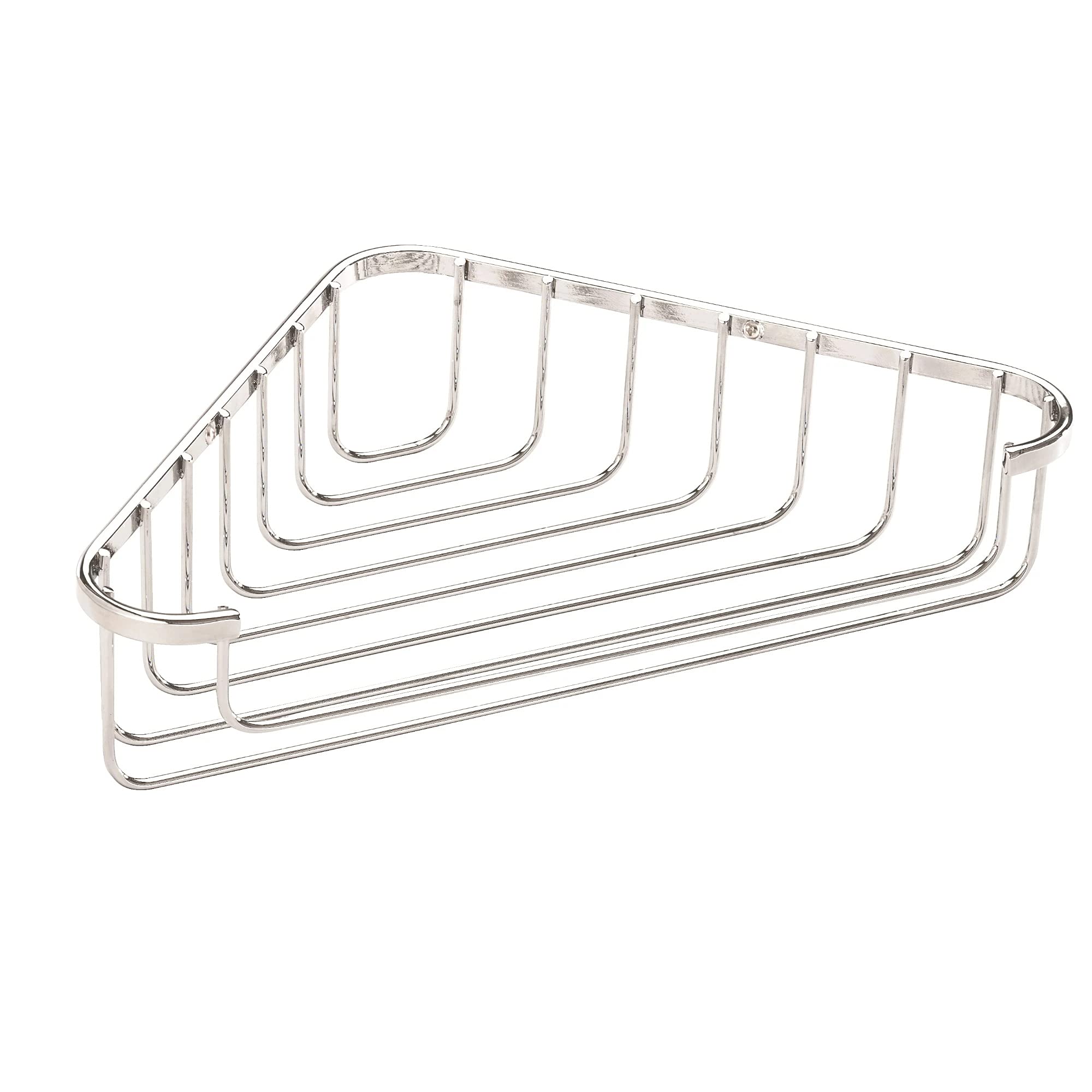 Croydex Corner Basket - Bathroom Storage Solution, Chrome Mild Steel Shower Caddy, Elegant Bathroom Accessory with Screw to Wall Fixings, Wall Plugs & Screws Included, Holds Up to 5kg