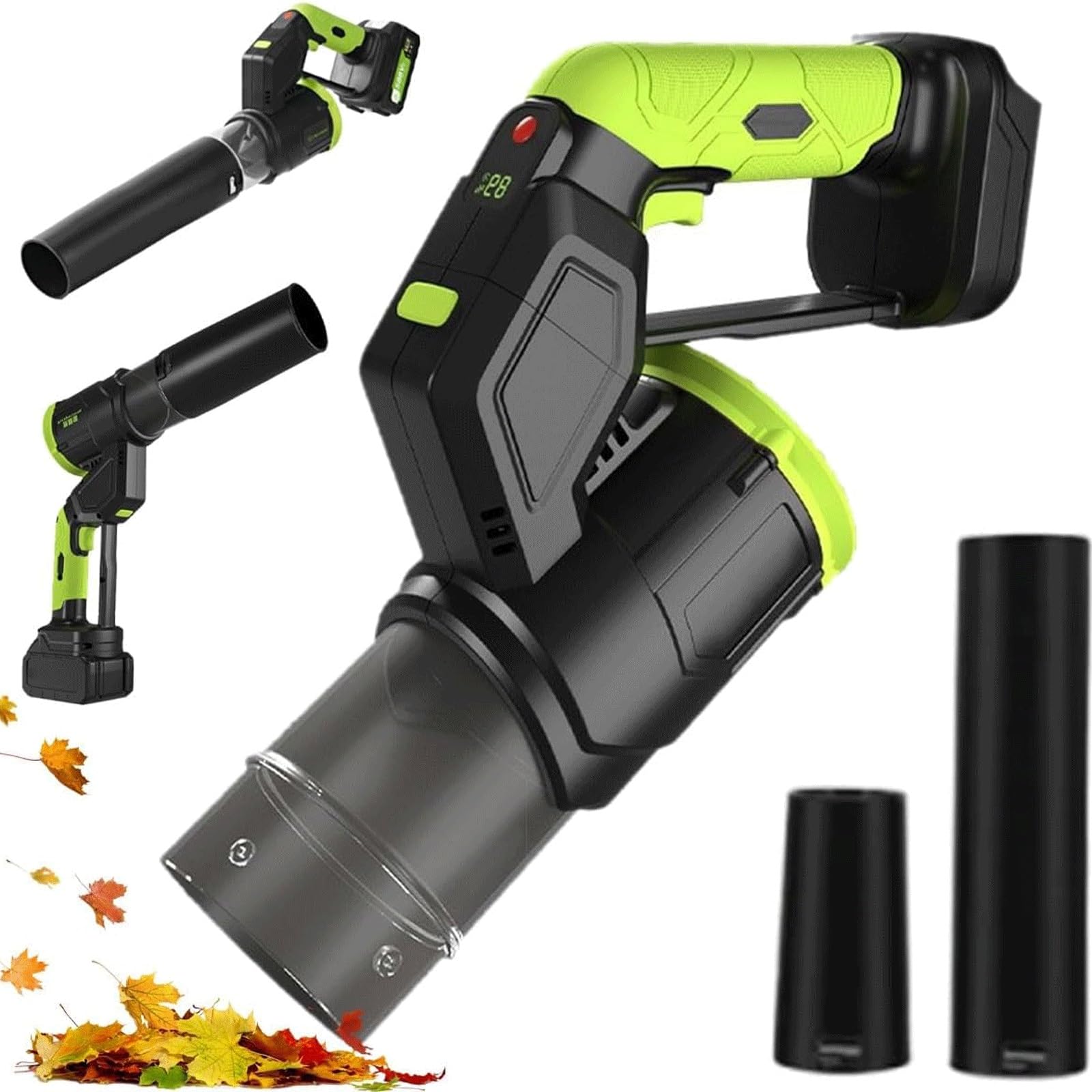 Soffiatore per foglie senza fili, leggero, alimentato a batteria, con 2 modalità di velocità per patio, cura del prato, soffiaggio di foglie, polvere e rimozione della neve