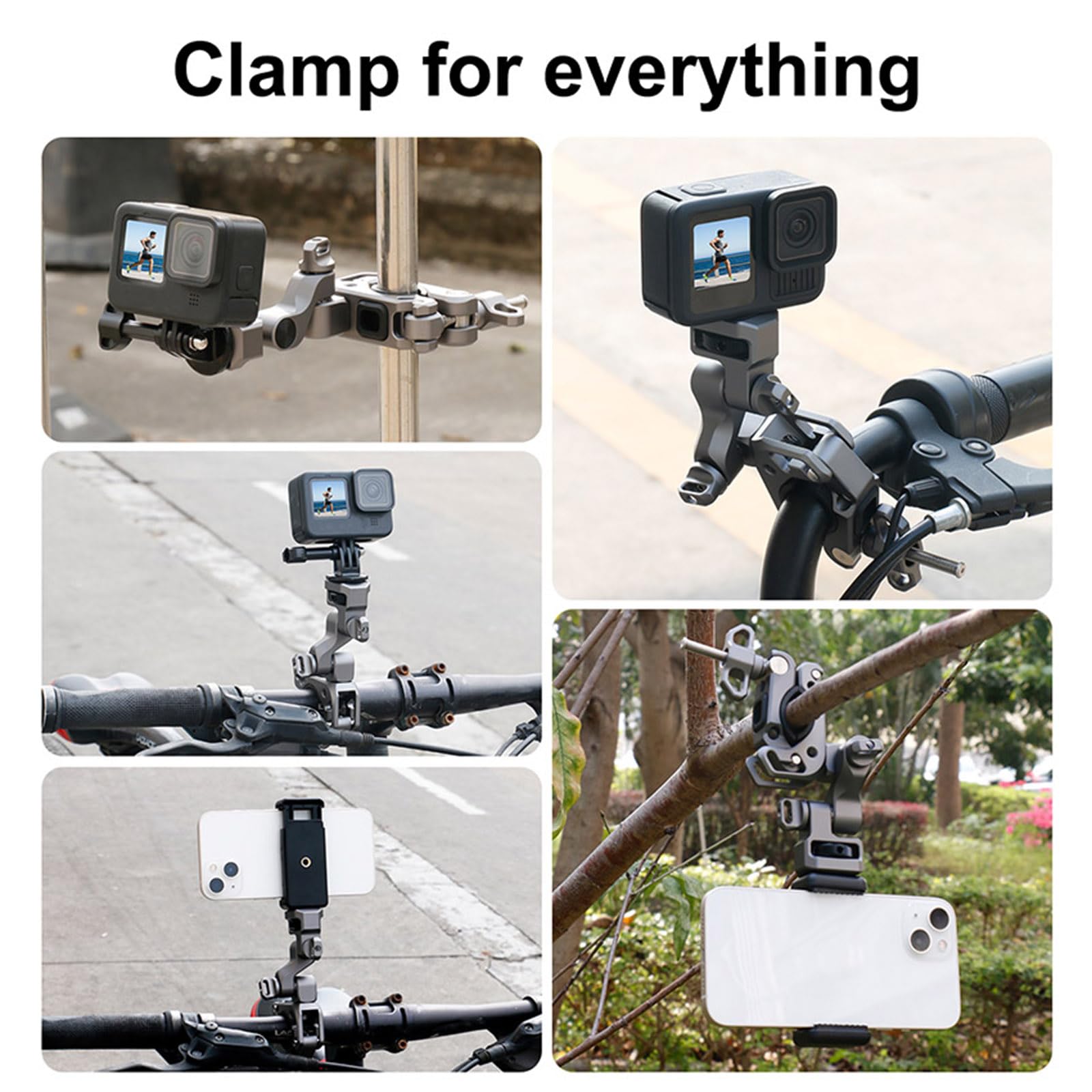 Uchwyt zaciskowy do kamery Motocyklowe uchwyty na kierownicę do aparatów DJI Action/Insta360, adapter do montażu kamery Super Clamp z akcesoriami śrubowymi 1/10.2 cm