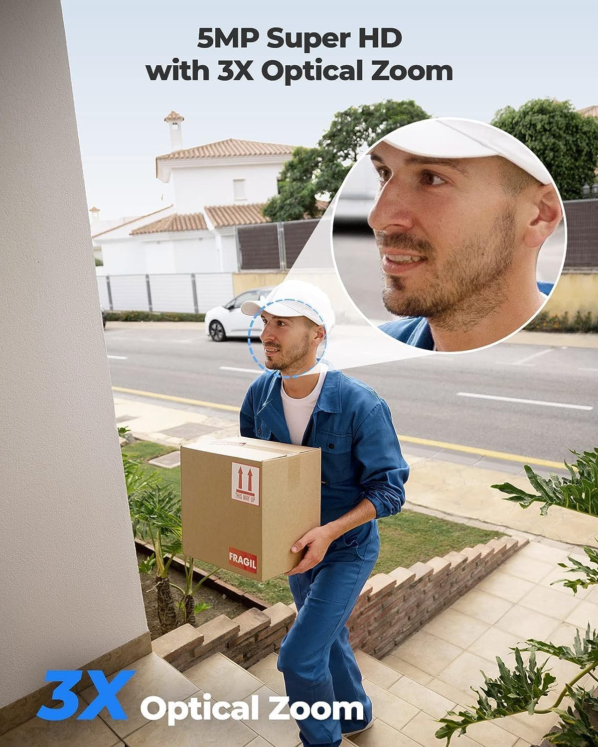 REOLINK E1 Outdoor Plug-in WiFi Security Camera, 5MP HD PTZ Camera for Home Security, Motion Tracking, 5GHz WiFi, 3X Optical Zoom, Person Vehicle Detection, Spotlight Color Night Vision, APP Control