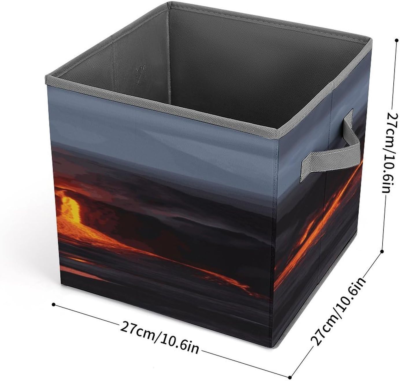 Kilauea Volcano Fabric Bins Storage Basket Square Baskets | Storage Bin with Double Handles,Cube Collapsible Organizers for Organization,Closet,Shelves,Offices