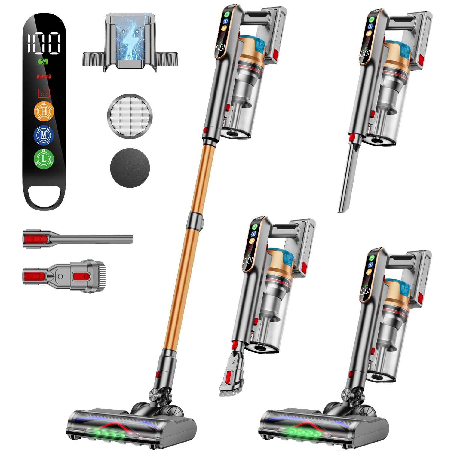 Cordless Vacuum Cleaner 600W 50KPA 65Mins Vacuum Cleaners for Home Super 1 8L Cup Large LED Screen Stick