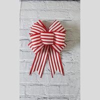 Vista 4 de 2 Rolls Red and White Striped Wired Ribbon for Gift Wrapping/Crafts/Christmas Tree/Wreaths/Bow Decorations, 2-1/2" Wide x 6 Yards