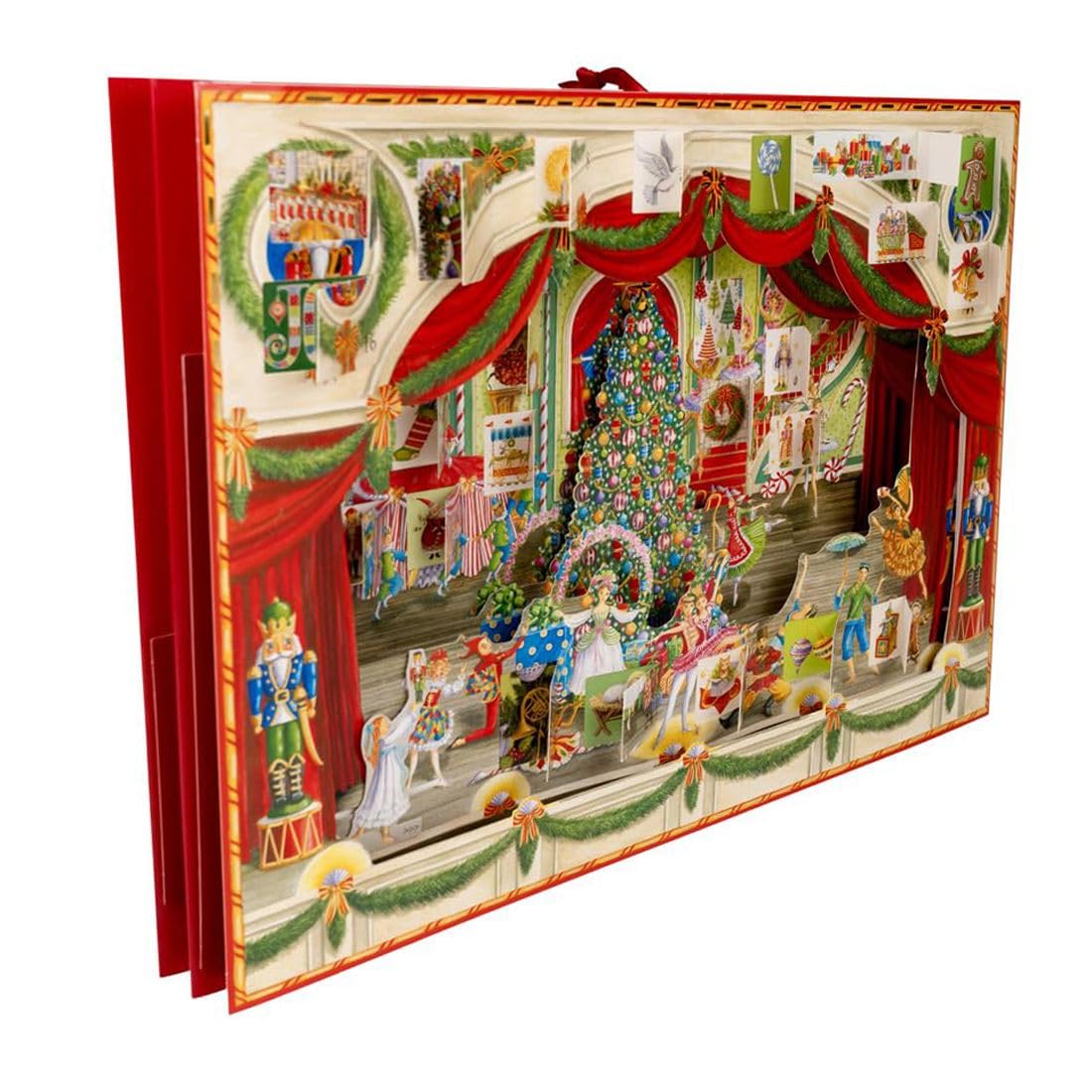 3D Ballet Christmas Advent Calendar | Large Freestanding Pop-Up Theatre Scene with 24 Doors | Picture Advent Calendar Glittered Fold-Out Display - 43x32cm