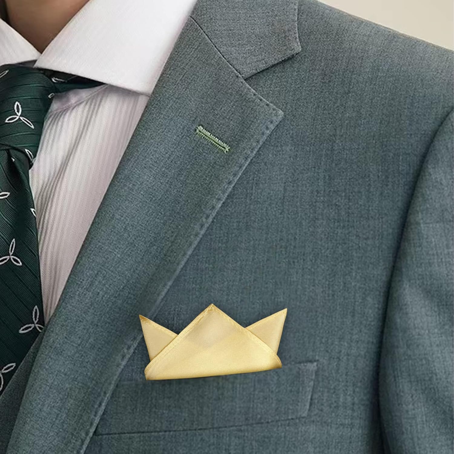 Selected Hanky 100% Pure Silk Pocket Square Solid Color Gold