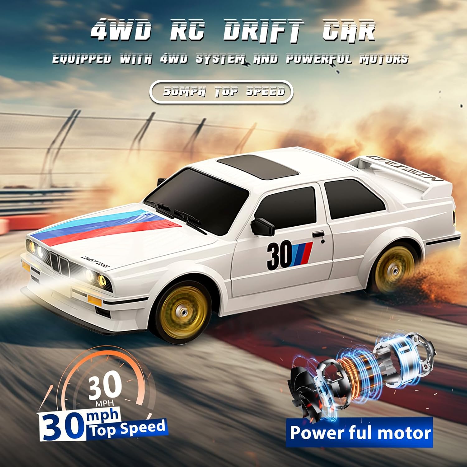 1:24 Scale RC Drift Car 4WD 15KM/H + 1:16 Scale RC Drift Car 4WD 30KM/H for Adults Boys Girls Kids