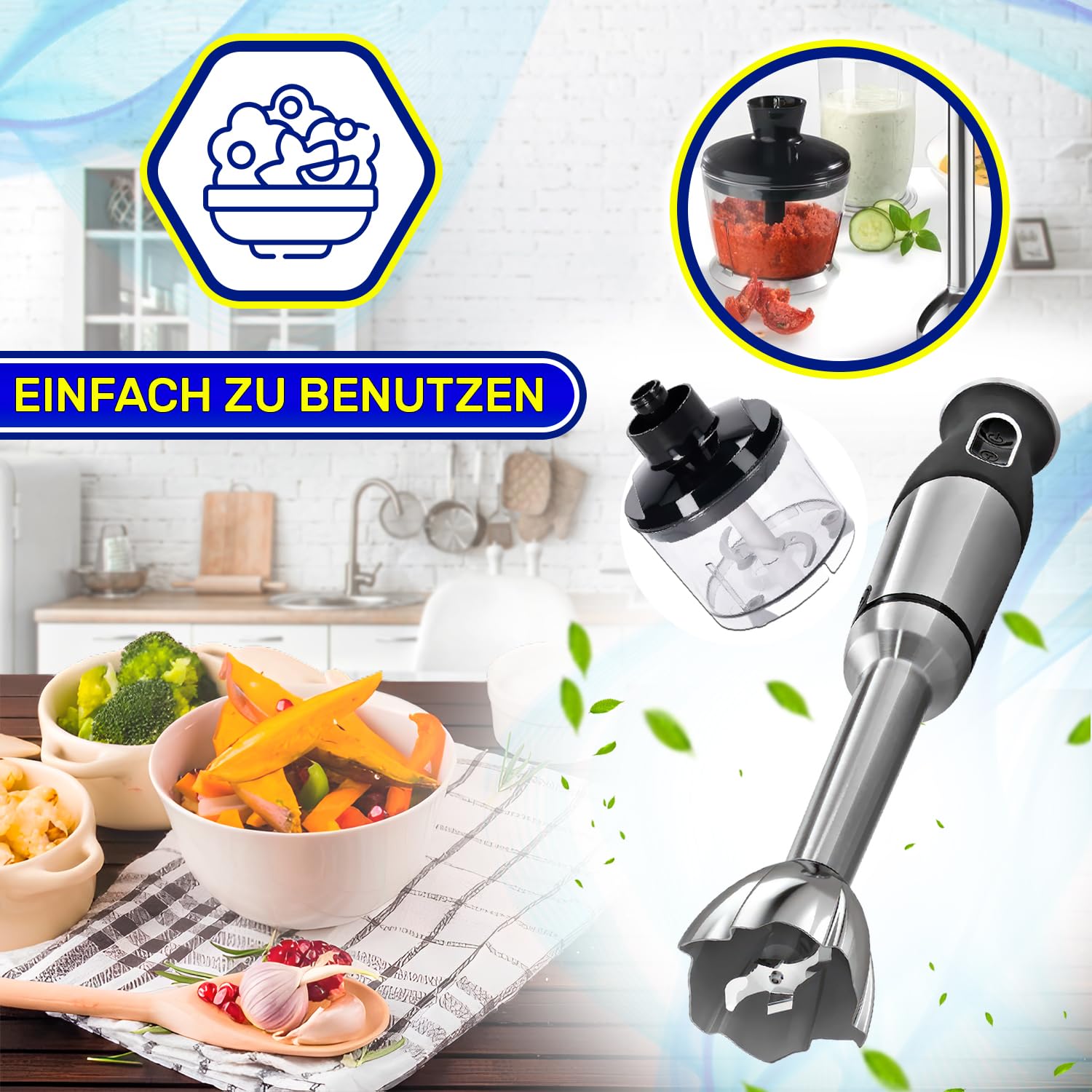 MONTERAL Blender Zerkleinerer für Stabmixer mit Originalcode 12043110 für Bosch MaxoMixx - Garantie 10 Jahre