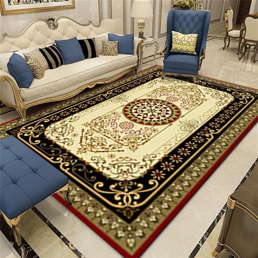 Tapis antidérapant rectangulaire jaune style floral classique 50x80cm pour restaurant