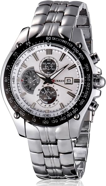 Curren M928W - Orologio da polso da uomo, cinturino in acciaio inox colore  argento : Amazon.it: Orologi