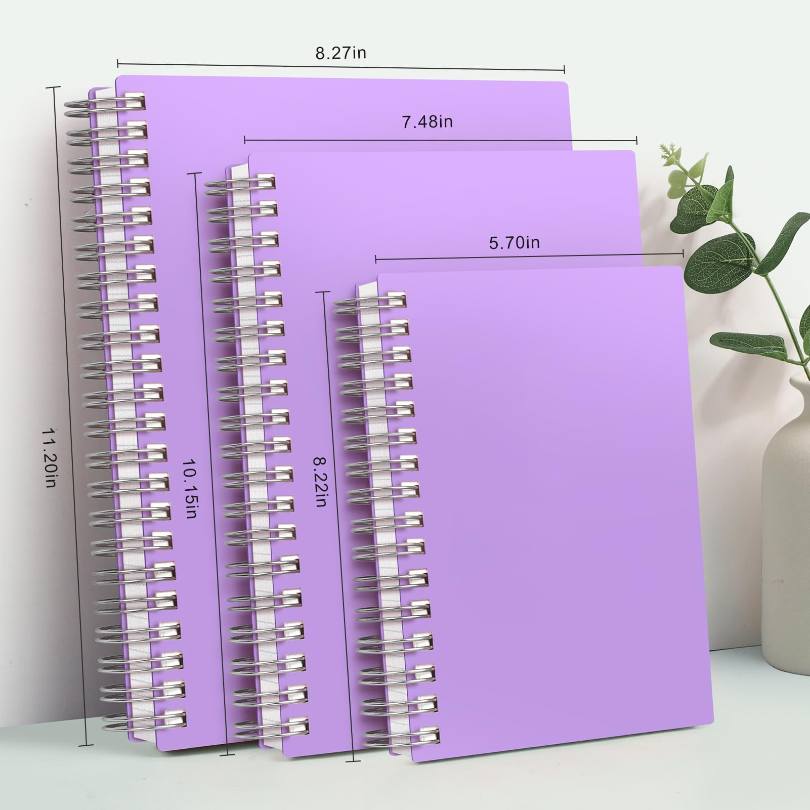 AHGXG Quaderno a spirale a righe, grande, B5, 19 x 25,8 cm, 300 pagine, carta spessa 100 g/m², copertina rigida in plastica, per lavoro, ufficio, scuola, appunti, colore: viola