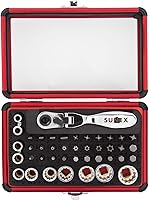Vista 2 de Sunex 9732 - Juego de trinquete de 44 piezas de 1/4 de pulgada con cabezal flexible doble, juego de llaves y puntas y Klein Tools 65200 Juego