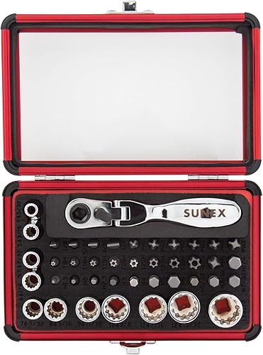 Miniatura 2 de Sunex 9732 - Juego de trinquete de 44 piezas de 14 de pulgada con cabezal flexible doble, juego de llaves y puntas y Klein Tools 65200 Juego de