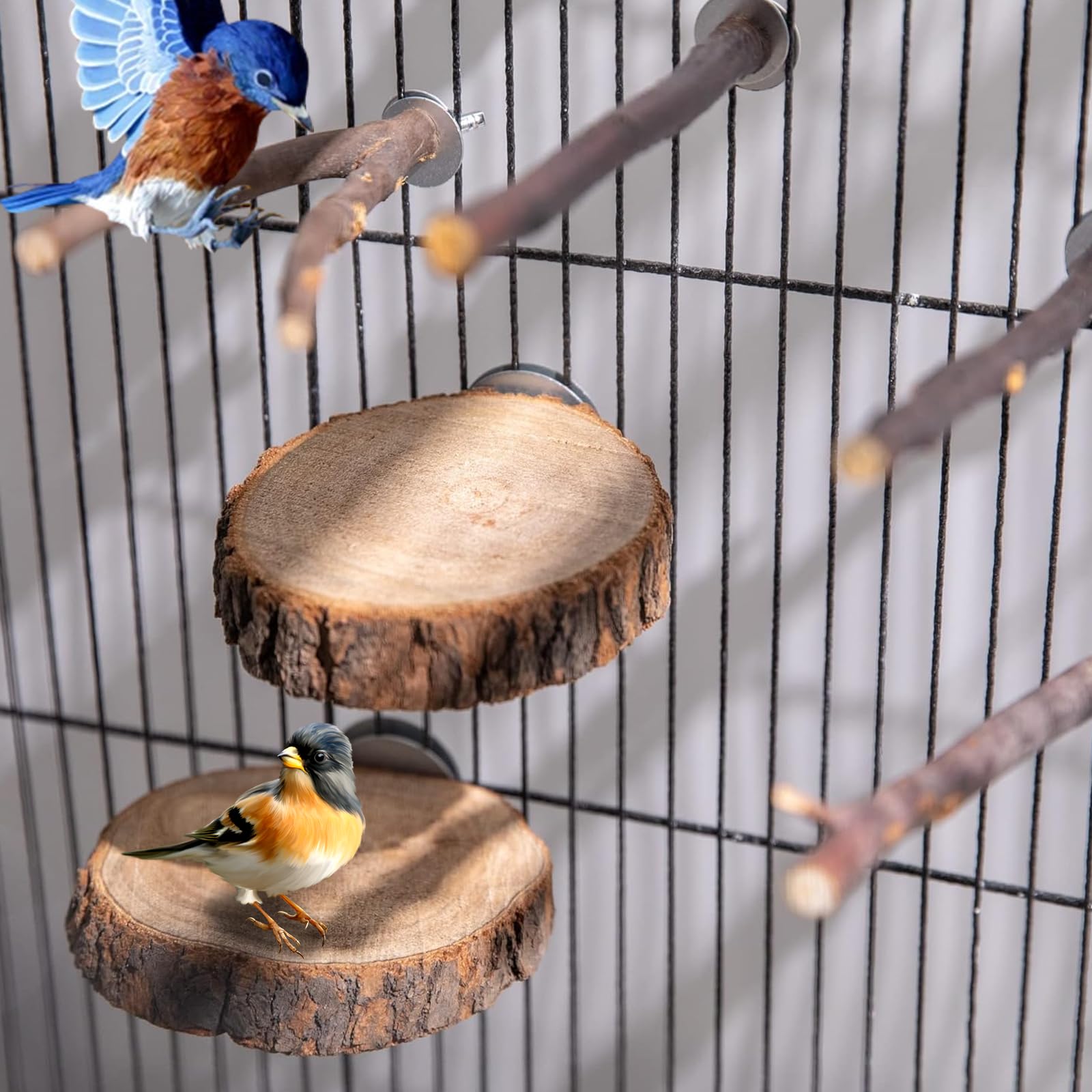 9 posatoi naturali per uccelli: LEKEFETO giocattoli per uccelli con rami multipli, posatoi per uccelli in legno naturale, per parrocchetti, canarini, pappagalli passerieri