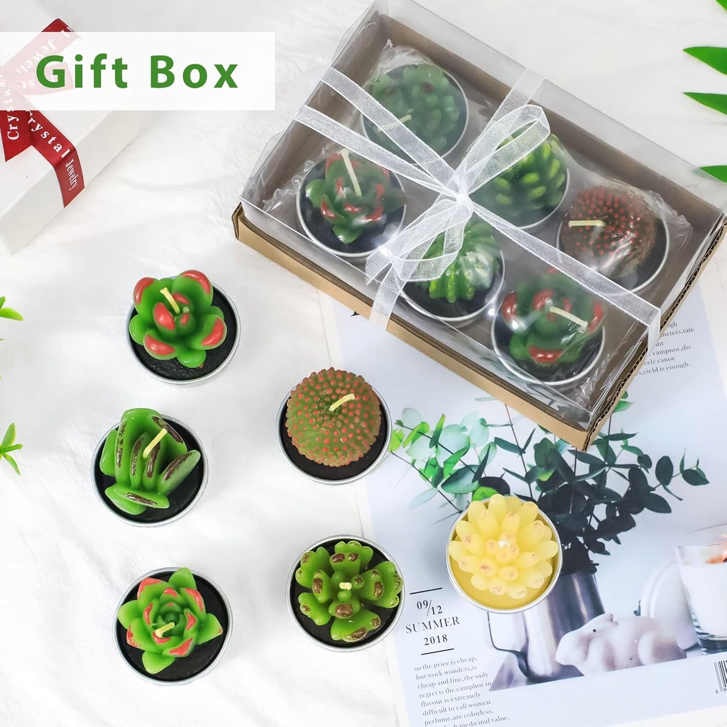 LA BELLEFÉE Cactus Tealight Candles, Smokeless Handmade Cute Mini Plants Candles - Perfect for Home Decor/Birthday Gift/Wedding Props/House-Warming Party - 12 Pack