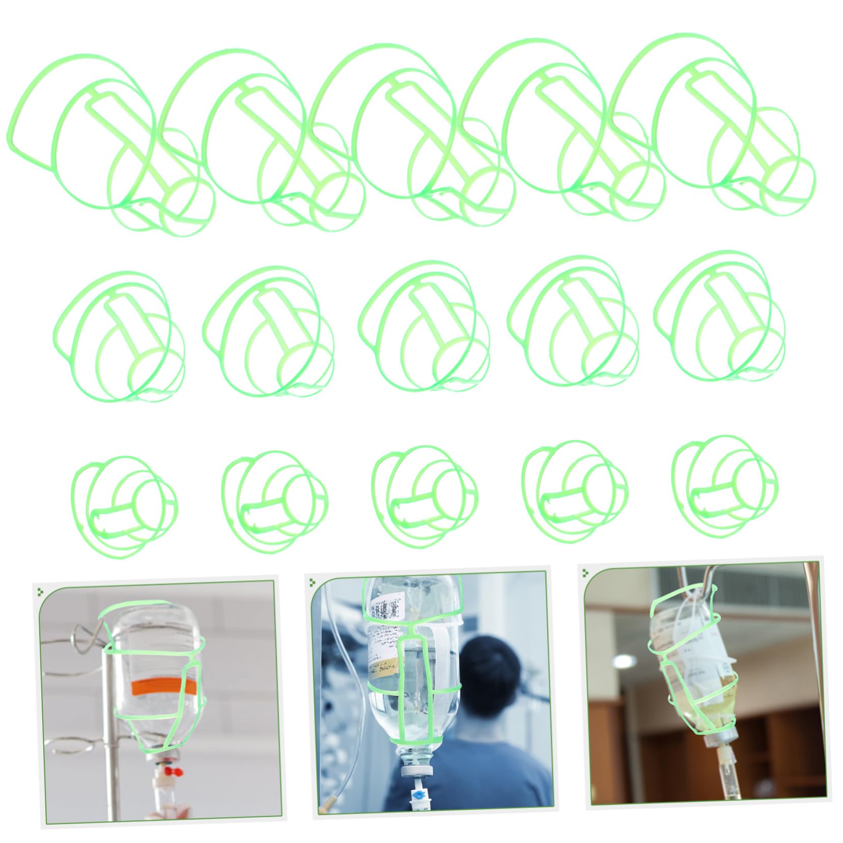 GLEAVI 15 Pezzi Rete Di Supporto Flacone Soluzione Fisiologica Il Salamoio Rack Sospeso Per Portaflaconi Per Rete Sospesa Bianca Conservazione Supporto