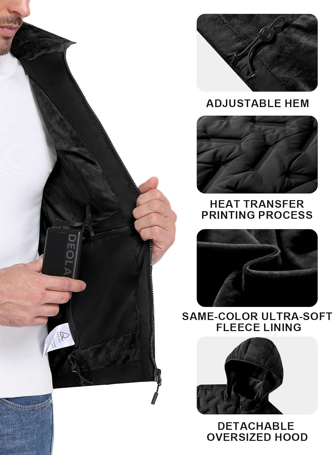 DEOLAX Heated Jacket with Battery Pack Included(Hidden Control) Waterproof Lightweight Heated Jackets for Men and Women - Image 7