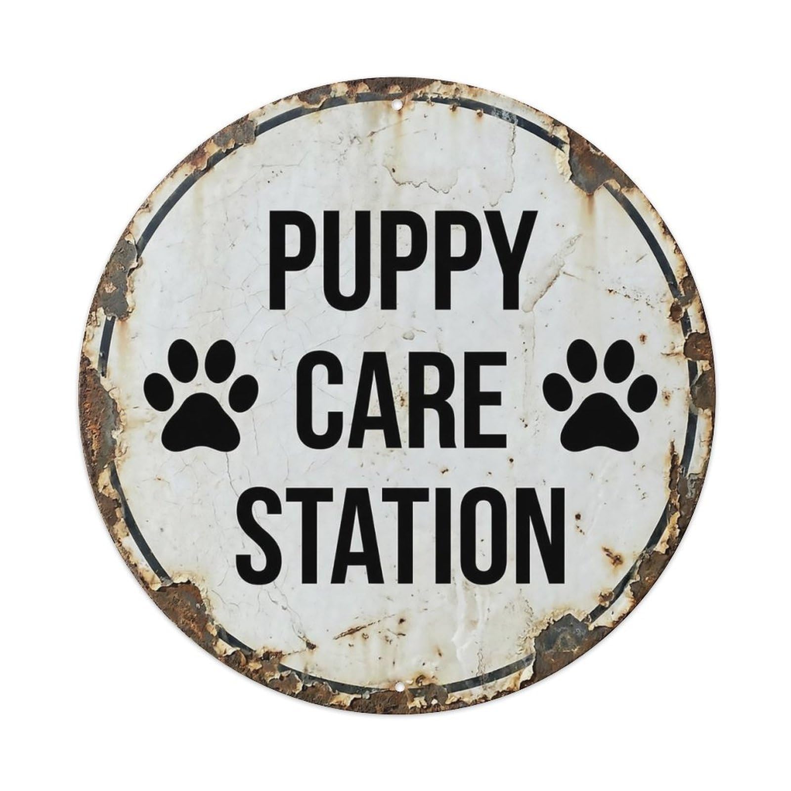 Vintage Puppy Care Station Decor Metal Tin Sign