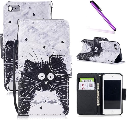 LEECOCO - Funda para iPod Touch 6, iPod Touch 5, diseño floral, con ranuras para tarjetasdinero en efectivo función atril de piel sintética tipo