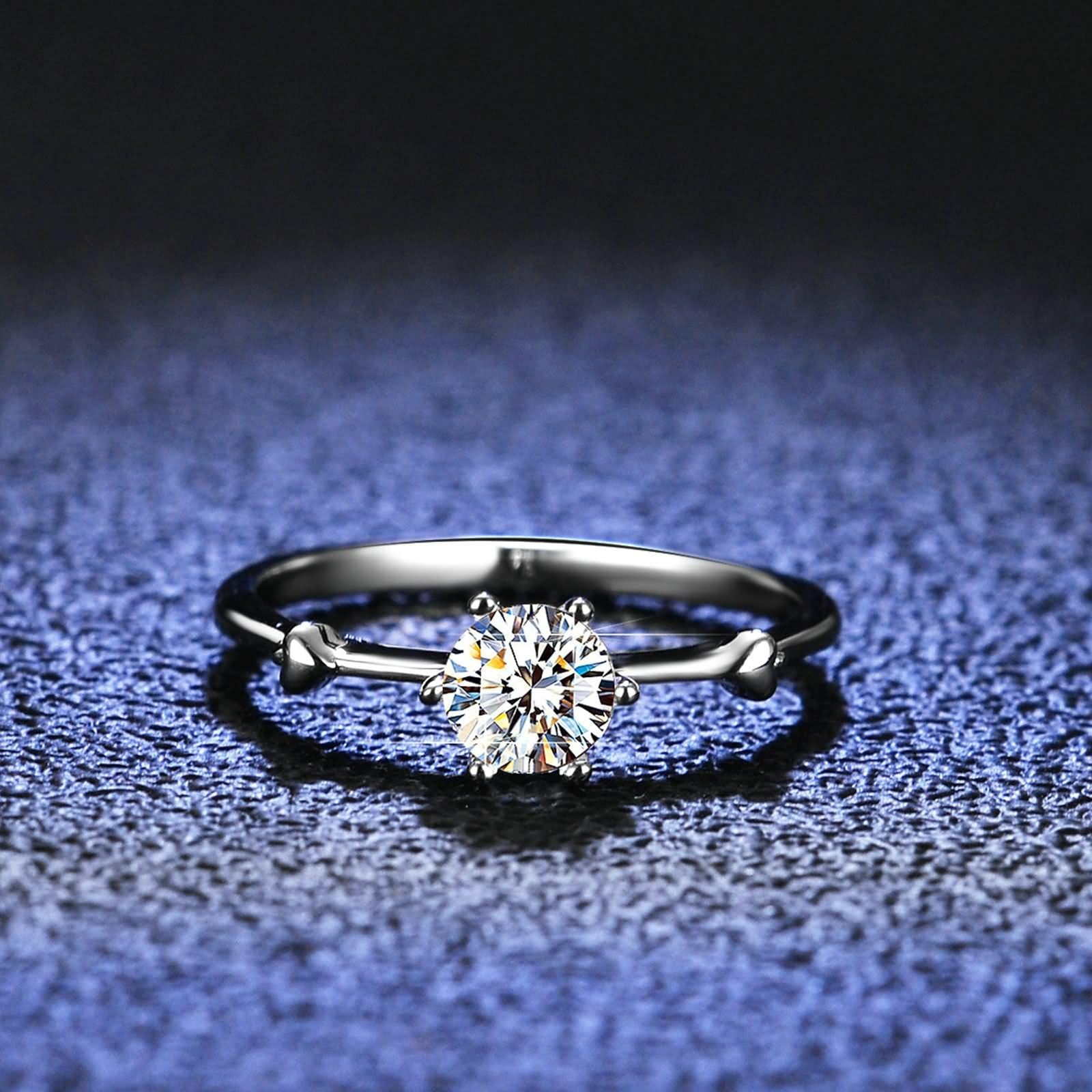 Pierścionek uniwersalny, pierścionek zaręczynowy damski 0,5 ct, diament laboratoryjny z sercem, srebrny, platyna, rozmiar 63 (20,1)