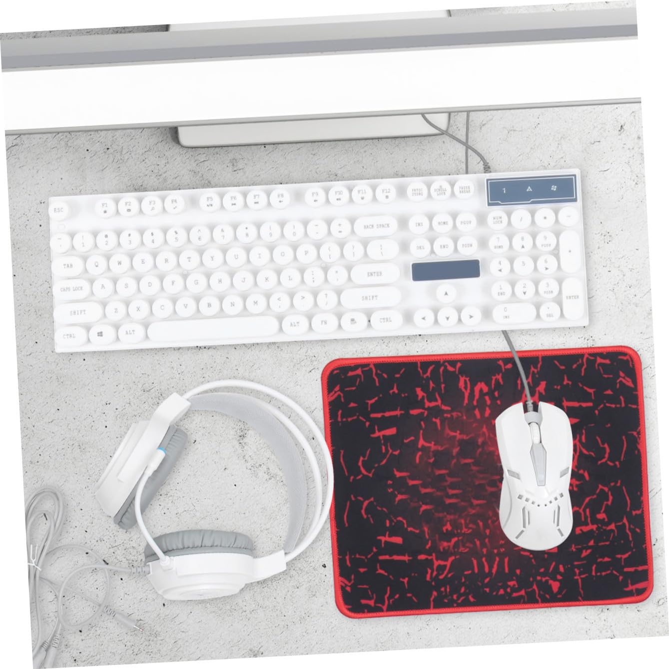 NUOBESTY Tastiera Ergonomica Mouse USB Combo Tastiera e Mouse per Computer Gaming Retroilluminata Cuffie Inclusa Plug And Play Alta Durata