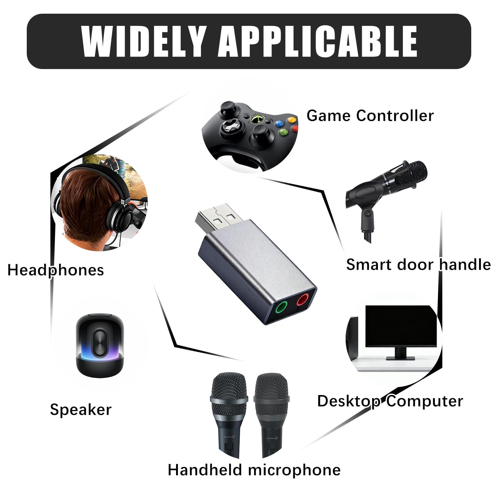 Adaptador USB a Jack 3.5 mm, Tarjeta de Sonido USB Externa para PC Laptop PS4 Auriculares con Micrófono, Adaptador de Audio 3D Compatible con Windows, Mac, Linux, Altavoces y Auriculares