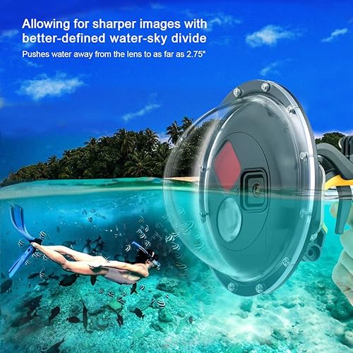 Miniatura 4 de Puerto domo para GoPro Hero 8 Black, lente de puerto domo con carcasa de buceo impermeable, gatillo, agarre flotante, filtro rojo conmutable