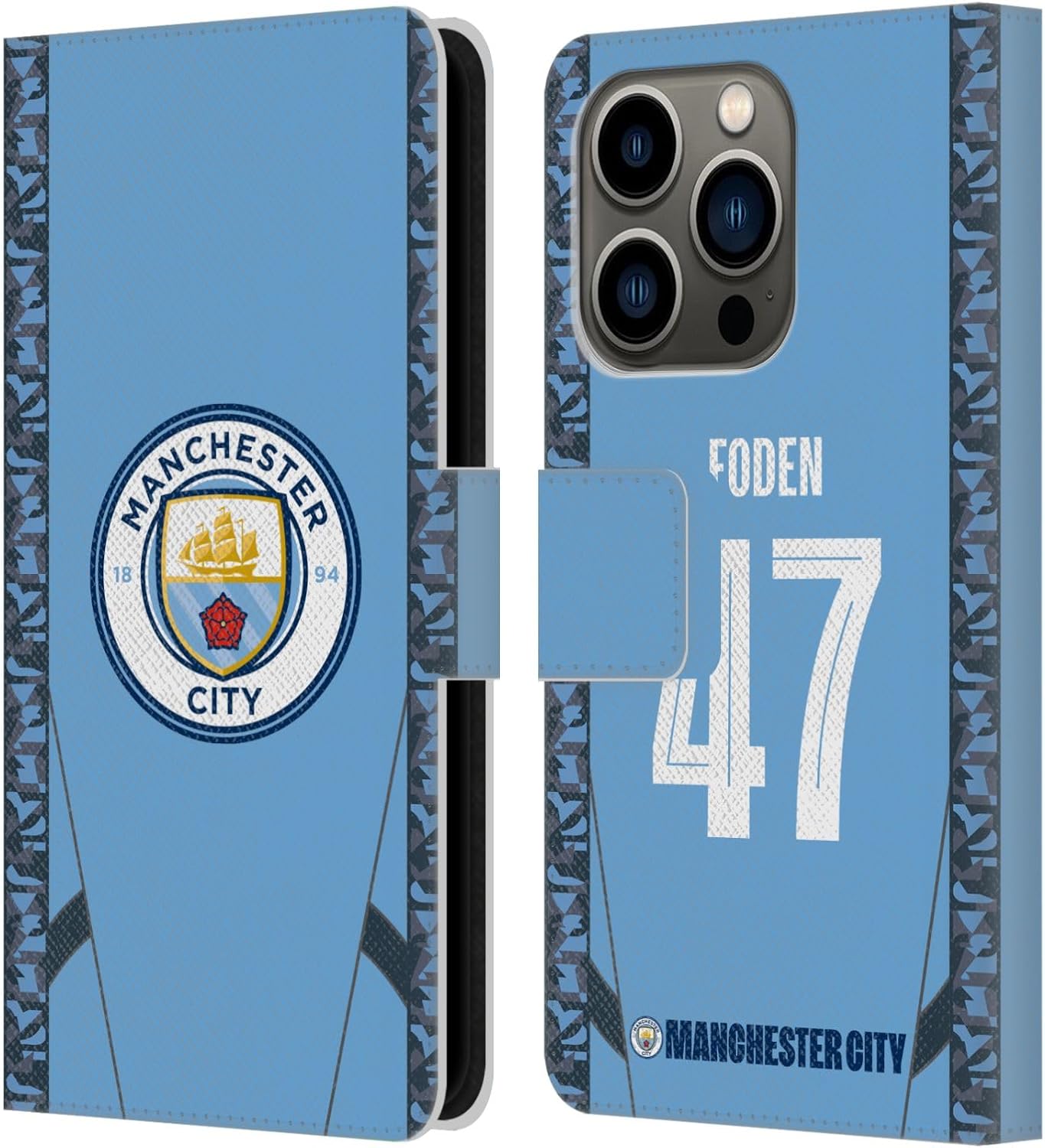 Head Case Designs Officially Licensed Manchester City Man City FC Rodrigo 2024/25 Players Home Kit Leather Wallet Case Compatible with Apple iPhone 13