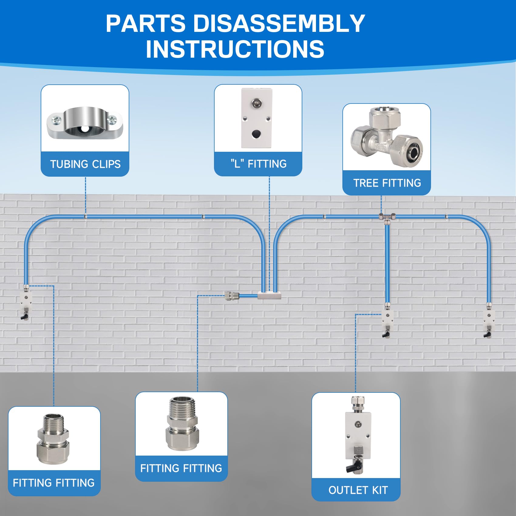 KIT DE RACCORDS de ligne d'air 60 pi ces connecteurs poussoir pneumatiques a EUR 37,04 - FR