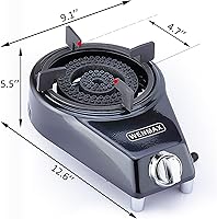 Vista 2 de Single Burner Propane Stove, Portable Gas Stove with Propane Adapter Hose, High Heat Value 15000 BTU, Smart Valve Protection for Children, Portable