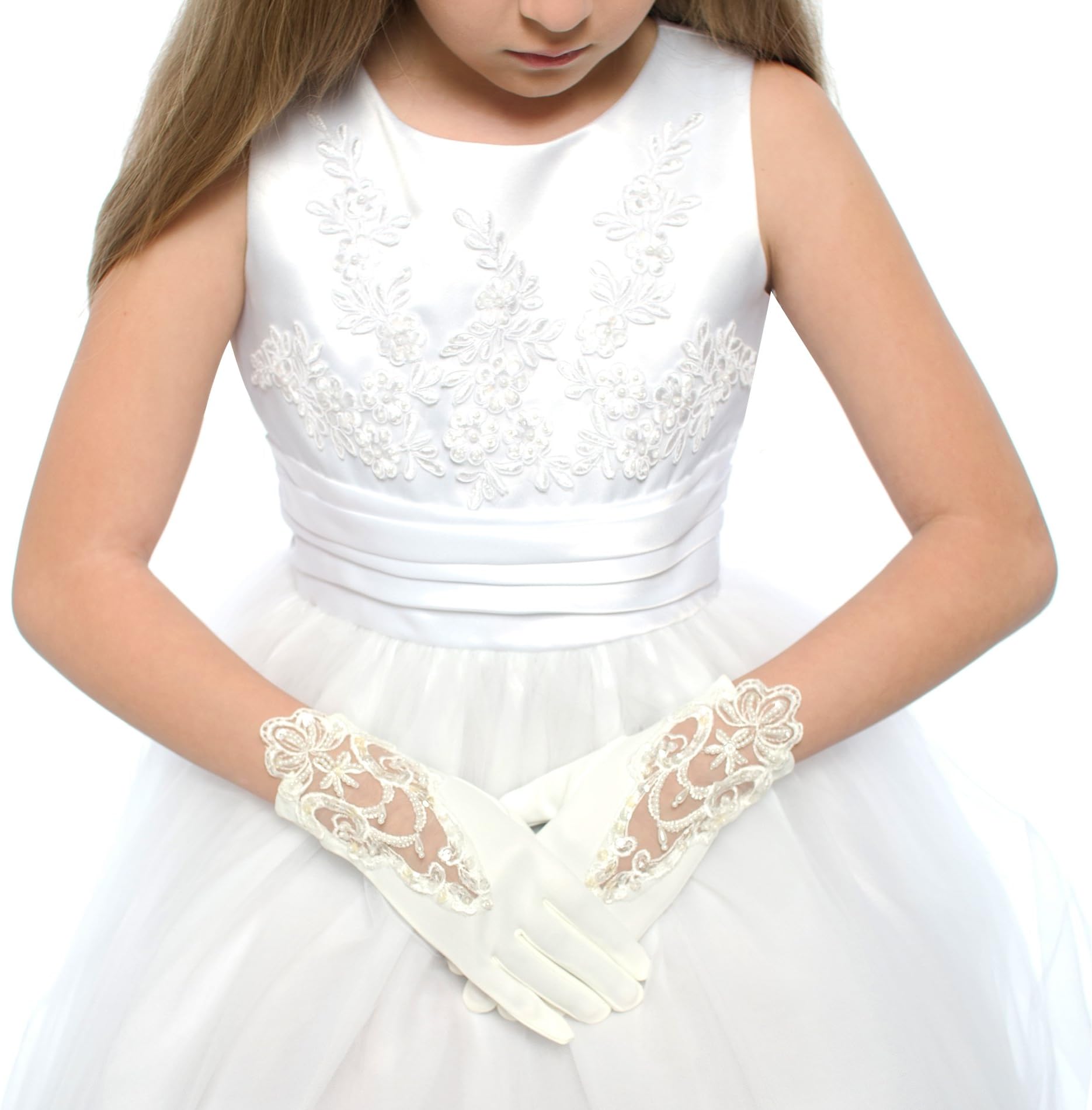 Embroidered Lace First Communion Girls Glove