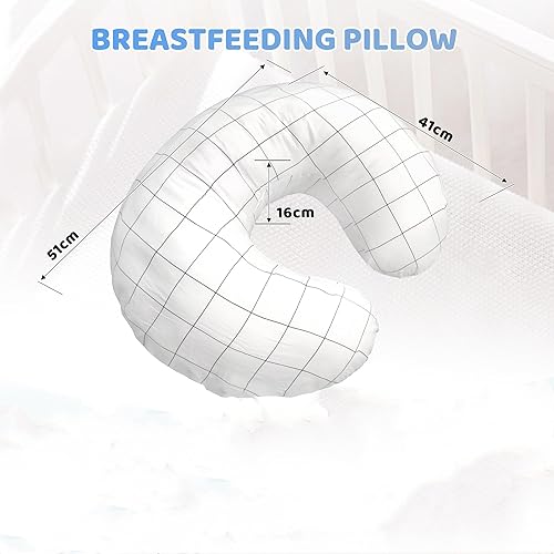 Miniatura 2 de LAT - Almohada de lactancia para lactancia materna, funda extraíble 100% algodón, almohadas ergonómicas para lactancia materna para mamá y bebé,