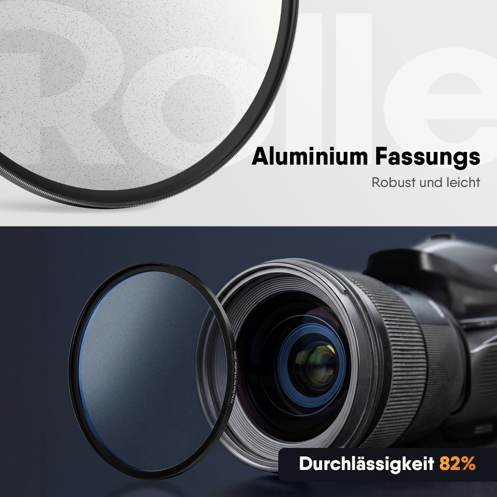 Rollei F:X Pro 77 mm Black-Mist Filter 1/4, Black Diffusion aus Professionelles Optisches Glas für Portraitfotografie Foto- und Videoaufnahme, Black-Mist-Diffusion-Filter-77mm