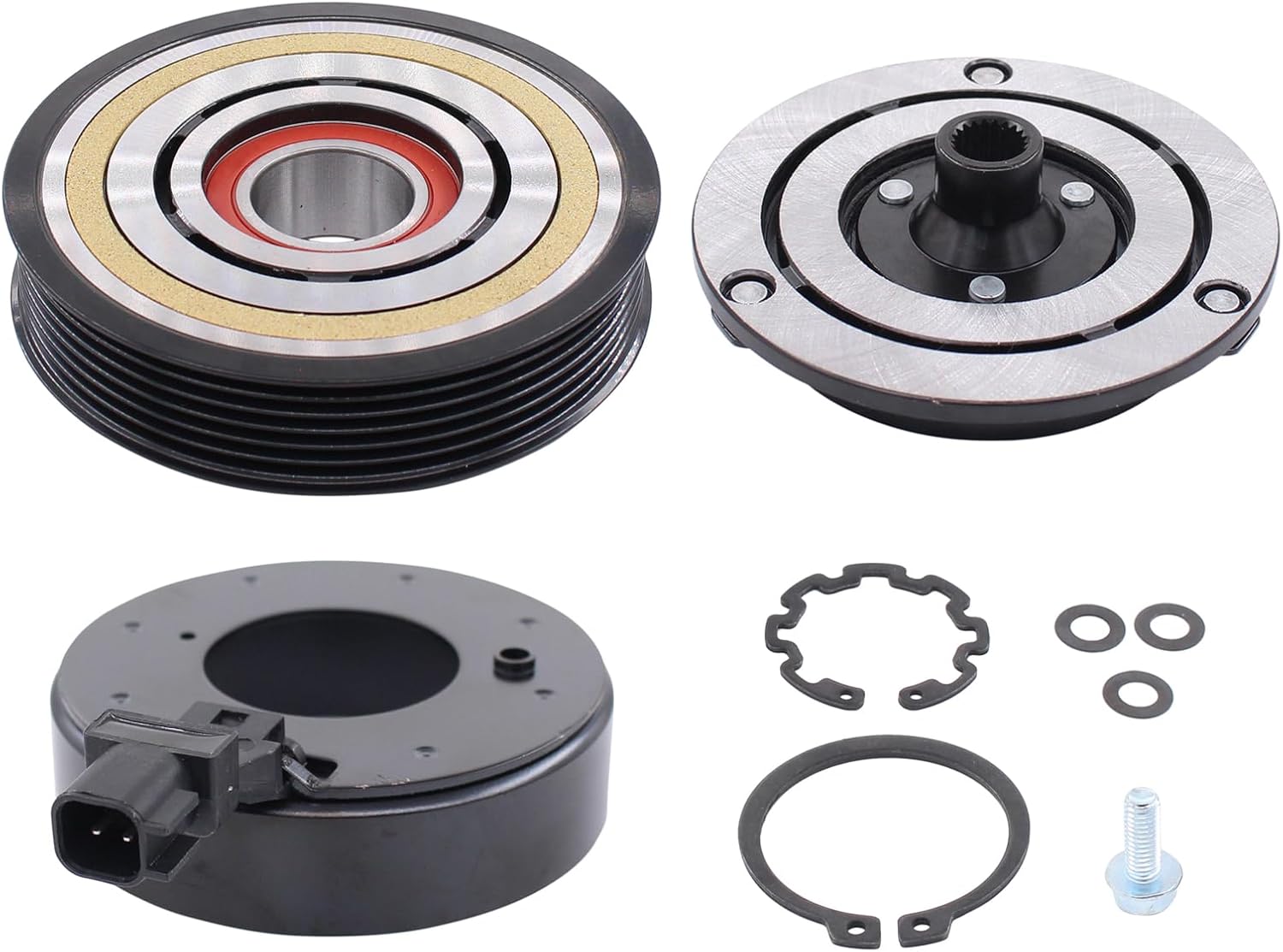 ApplianPar A/C AC Compressor Clutch Assembly Kit Pulley Coil Set for Jeep Liberty 6Cyl 3.7L Dodge Nitro V6 3.7L 2009-2011